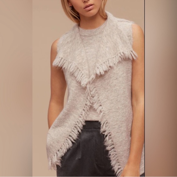 Wilfred Free Cream and Black Vest - fringe Detail - Alpaca Wool blend - small - Picture 3 of 8